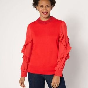 Fierce By Mally Red Beaded Collar Top